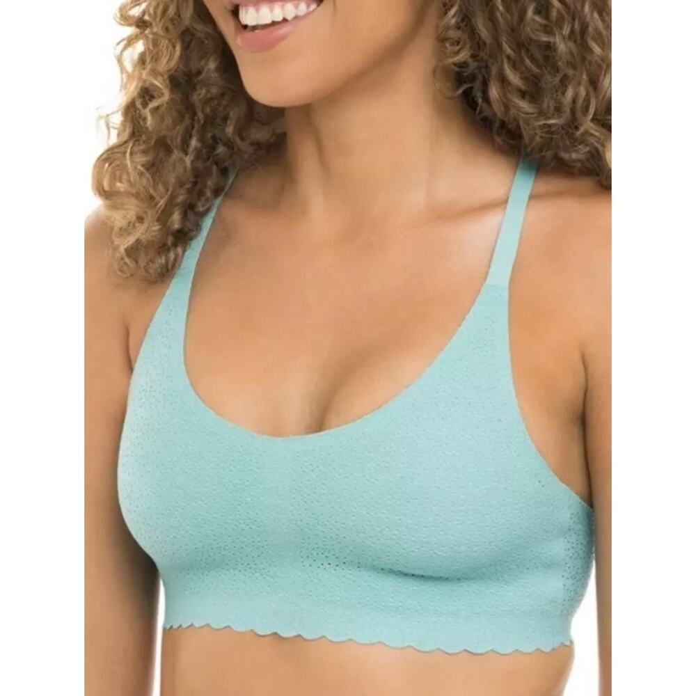 XS No Boundaries Juniors Wire Free Bonded Racer back Bra Teal Dust‎ wireless NWT